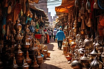 Poster - Tourists visit the Bazaar in Tbilisi, Georgia, AI Generated