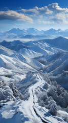 Wall Mural - landscape with mountains and clouds