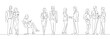 Continuous one line drawing of a business team standing together. Group of office workers