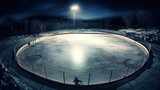 Fototapeta Sport - Moonlit Ice Rink: Lofted View of a Hockey Game