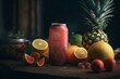 A cool and rejuvenating fruit cocktail soda. Generative AI