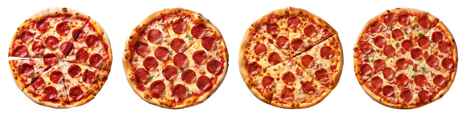 Canvas Print - Pepperoni pizza isolated on a transparent background, PNG Collection