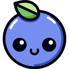 Poster - blueberry fruit cute smiling berry kawaii