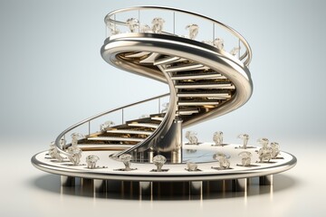 Stainless Steel Spiral Railing on white background.