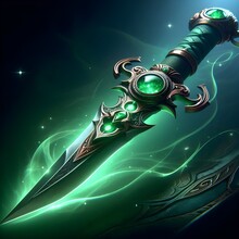 A Mystical Dagger With Green Glow, 3d Render.
