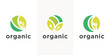 Natural food green logo design template. organic food for vegetarians