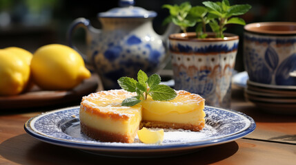 Sticker - cheesecake with fruits and mint