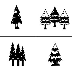 Leinwandbilder - Vector black and white illustration of christmas tree icon for business. Stock vector design.