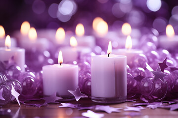 Wall Mural - purple  candles and rose petals