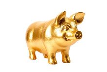 Golden Pig Or Pigmade Of Gold As An Animal Of Lucky Sign Isolated On White Or Transparent Background