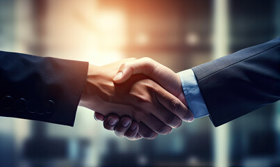 Two businessman shook hands, making deal, hand shake for an agreement.