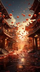 Wall Mural - chinese lantern in chinese temple