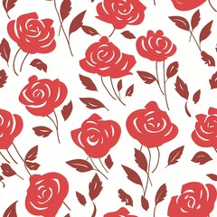 Canvas Print - Simple Rose seamless pattern