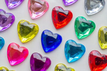 Wall Mural - heart shape jewelry sticker decorated on white paper background
