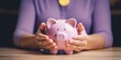 Securing Piggy Bank: Financial Security and Saving Concept ,Planning savings for future ,retirement fund ,financial preparation ,future risk management ,finance accounting