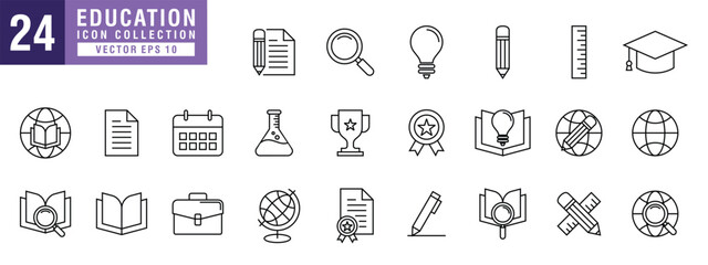 Vector of education icon set, school, college, university, intelligence, science, knowledge, vector EPS 10.