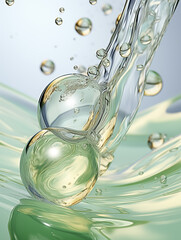 Poster - water drops on green background