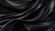 Luxurious black satin draped gracefully, creating a smooth texture and a sophisticated background with a sense of depth.