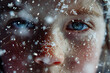 snowflakes on a child's face, generated ai