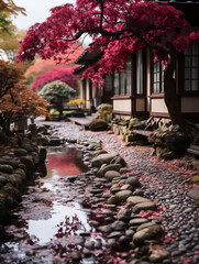 Sticker - japanese garden in autumn