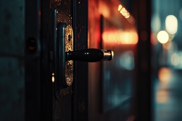 Poster - A close up view of a door handle. This picture can be used to showcase architectural details or to represent the concept of entrance and access