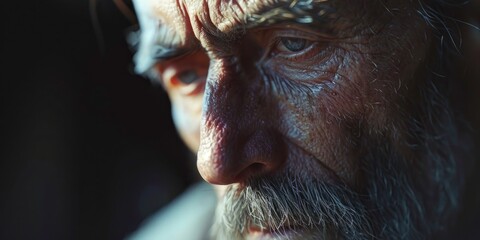 Aufkleber - A close-up photograph of a man with a beard. This image can be used in various contexts and projects