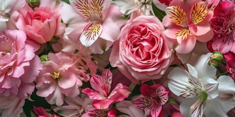 Poster - A beautiful bouquet of pink and white flowers. Perfect for adding a touch of elegance to any occasion