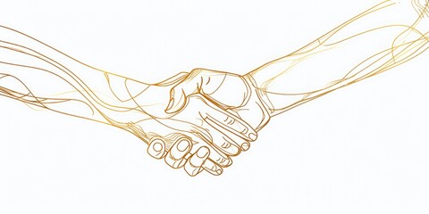 Canvas Print - Two hands are depicted in a drawing, tightly holding each other. This image can be used to symbolize unity, support, friendship, or love.