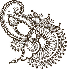 Wall Mural - Henna mehndi paisley indian flower tattoo design hand drawing 