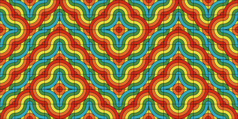 Poster - Colorful wicker pattern, vector and abstract tile wallpaper. Seamless bright and striped pattern of lines woven into a pattern.