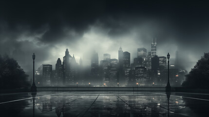 Wall Mural - city in the fog