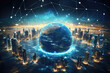 © Kitta - Global network connection on the planet Earth. Internet Concept of global business