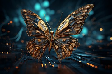 Poster - Dynamic Information technology butterfly. Internet economy. Generate Ai