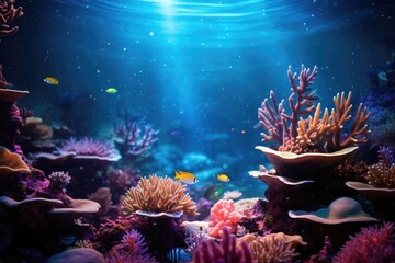 Wall Mural - Coral Kingdom: An expansive shot capturing the diverse marine life on a coral reef.