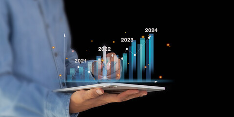 Graph showing business growth, investment, returns, long-term investment	