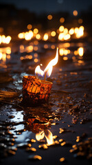 Wall Mural - burning candle on the beach