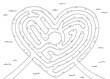 Garden heart maze bush graphic black white sketch top aerial view illustration vector