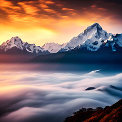 Wall Mural - sunset in mountains