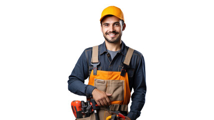 Wall Mural - Smart worker construction man isolated on background