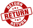 return stamp. return label. round grunge sign