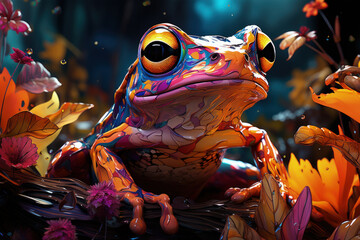 Bright and Colorful A Fauvism Style of a Frog, Generative Ai