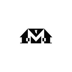 Canvas Print - M letter and house company logo design.