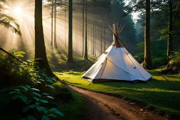 Wall Mural - tent in the forest