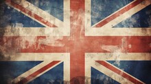 Grunge Dirty United Kingdom Flag Painted On Old Dirty Paper Background