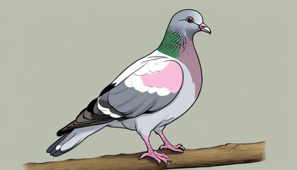 Sticker - A pigeon with a green head and pink chest