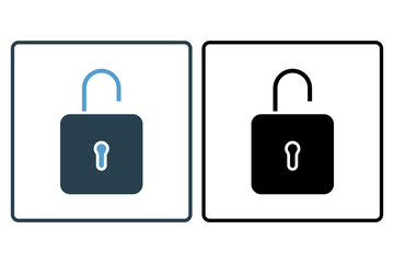 Fototapete - unlock icon. icon related to basic web and UI. suitable for web site, app, user interfaces, printable etc. solid icon style. simple vector design editable