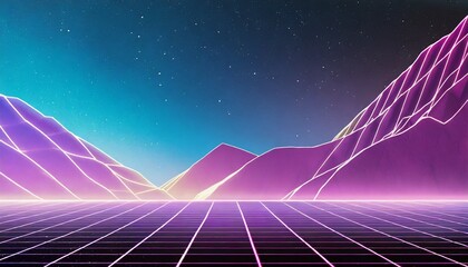 Wall Mural - background vapor synth retro wave panorama background style concept