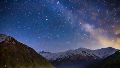 Wall Mural - starry night sky only sky mountains and stars