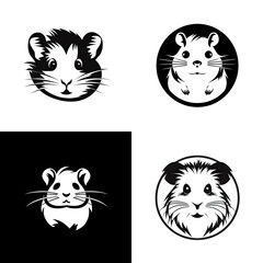 Wall Mural - Hamster Icon, Lemming Symbol, Minimal Guinea Pig Silhouette, Cavy Pet Portrait, Mouse Pictogram