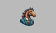 head horse wearing hat vector mascot design